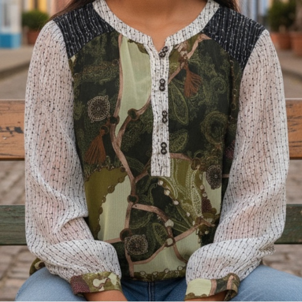 Mystree Mixed Print sheer top s